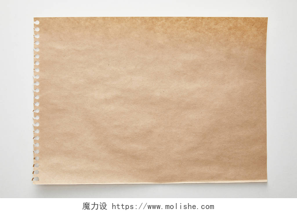 白色背景上的黄色纸张白底空白工艺用纸的顶视图